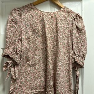 Pink Puff Sleeve Blouse with sleeve bows